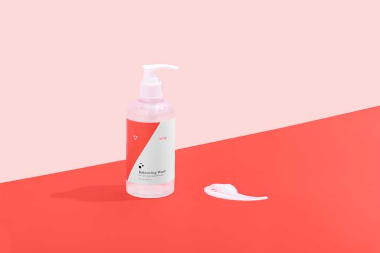 a bottle of pH Balancing Wash from wisp
