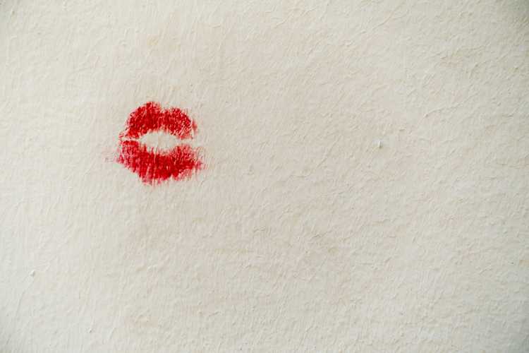 A lipstick print on a white background.