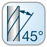 correspond à un angle de spirale de 45