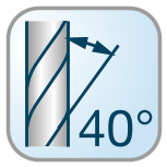 correspond à un angle de spirale de 40