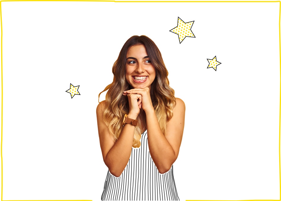 Mejor tarifa prepago Mujer feliz e ilusionada con nuestra mejor tarifa de prepago