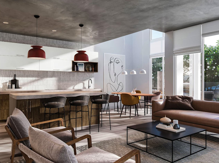 Render of the interior of a brownstone at Station Park