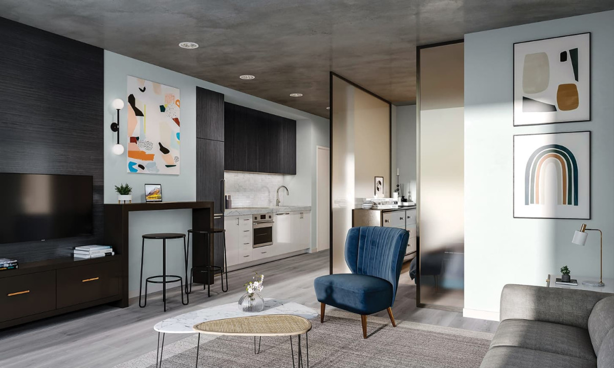 Rendering of a suite at Union Towers