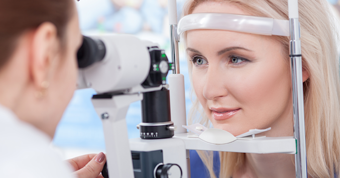 woman having an eye exam