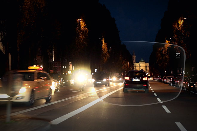 Cars driving at night