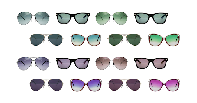 an assortment of sunglass styles and shapes