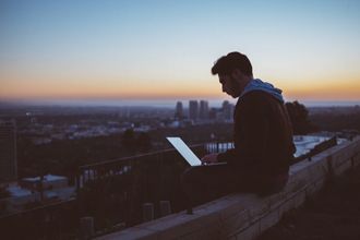 Man searching for eyewear online