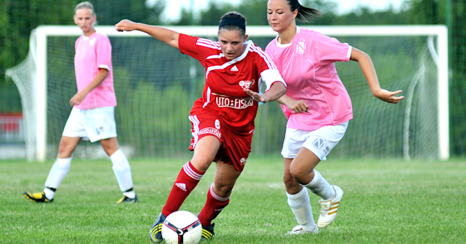 girls playing soccer