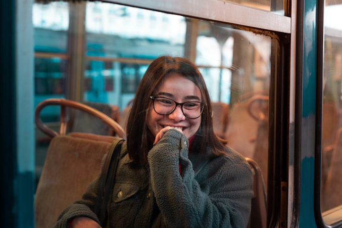 teenage girl wearing glasses