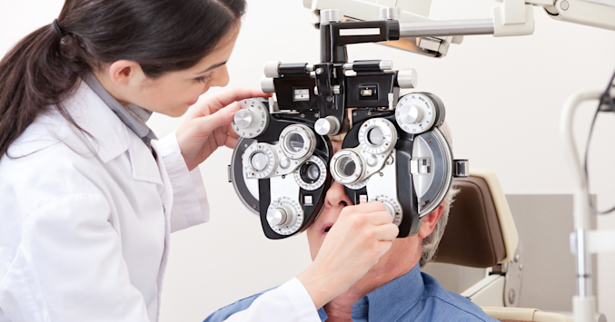 patient during an eye exam