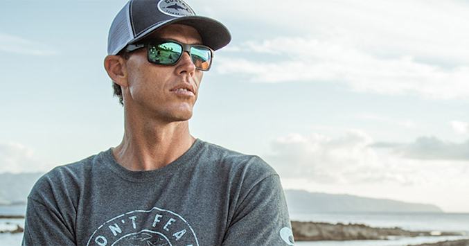 man wearing Costa OCEARCH polarized sunglasses, looking out to sea