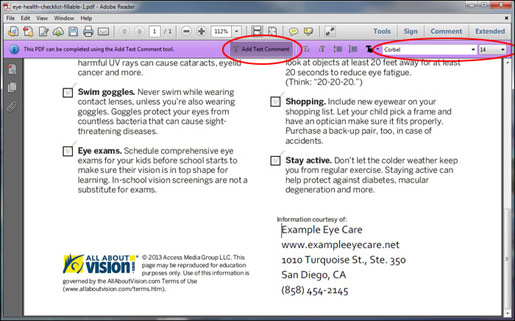 PDF customized handout - filled