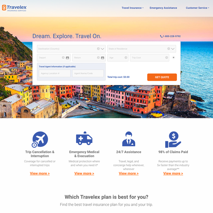 Travelex Insurance screen shot