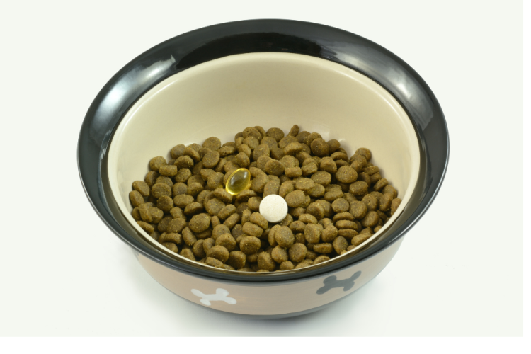 Dog Food Bowl with Supplements