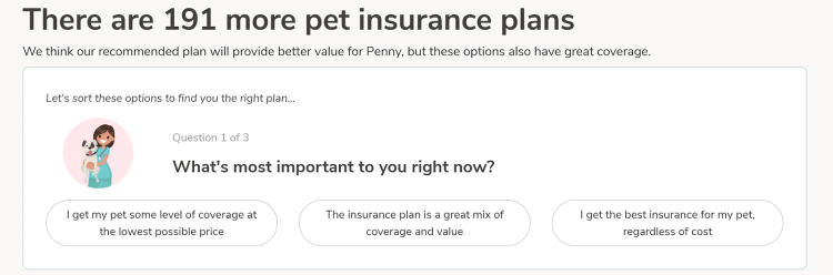 extra pet insurance comparison filters on pawlicy advisor