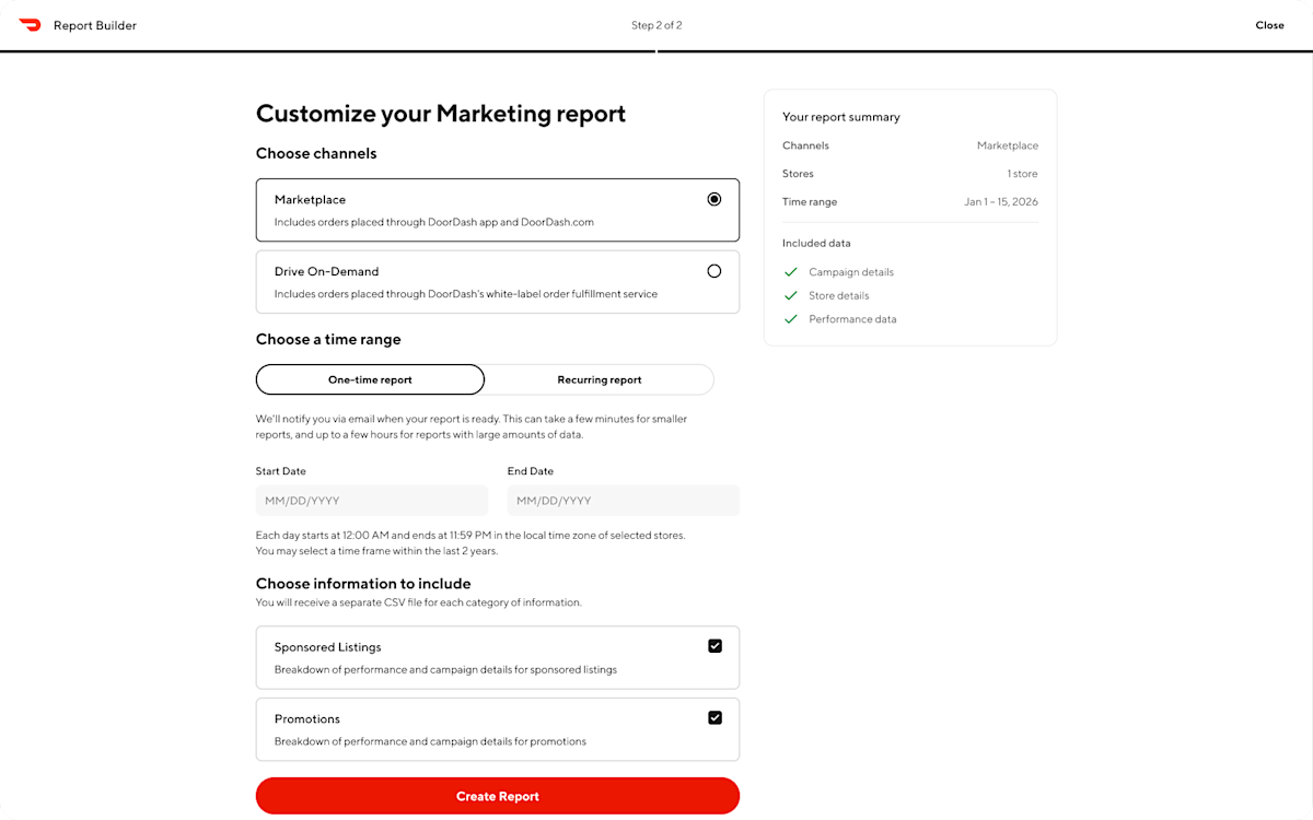 Mx - Portal - Reports - Report Builder - Marketing Report - Marketplace