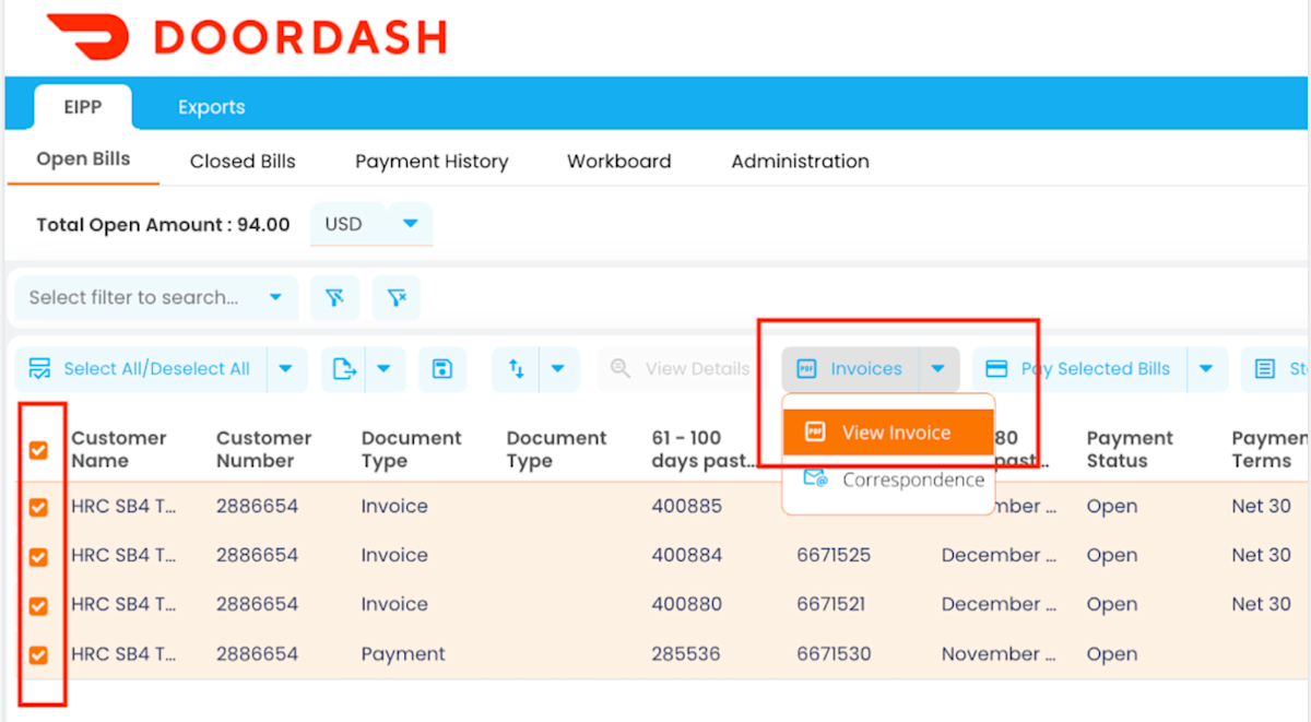 DDfB - View invoices
