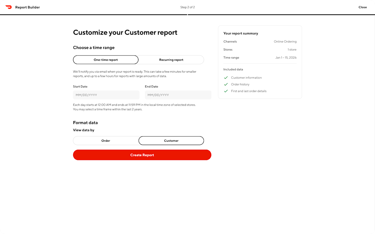 Mx - Portal - Reports - Report Builder - Customer Report