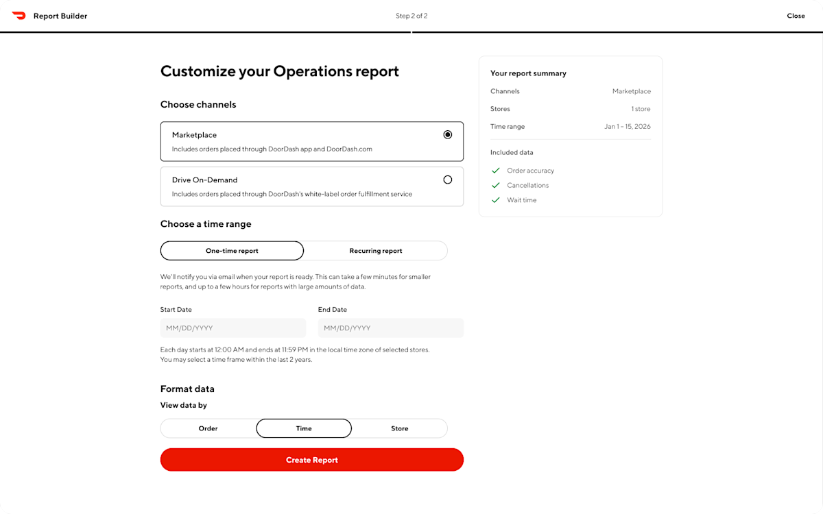 Mx - Portal - Reports - Report Builder - Operations Report - Marketplace