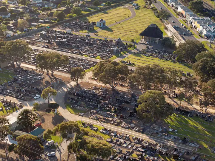 Aerial view of Werribee Cemetery