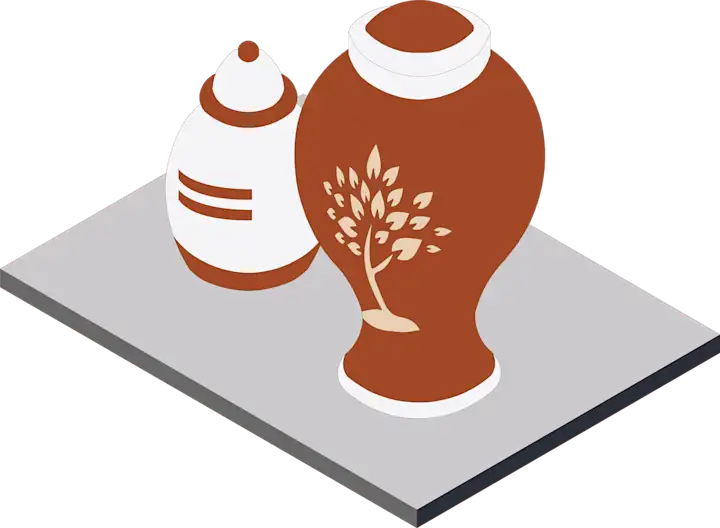 Two cremated remains urns (Illustration)