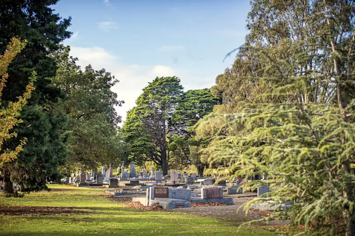 Historic cemetery grounds at Fawkner Memorial Park