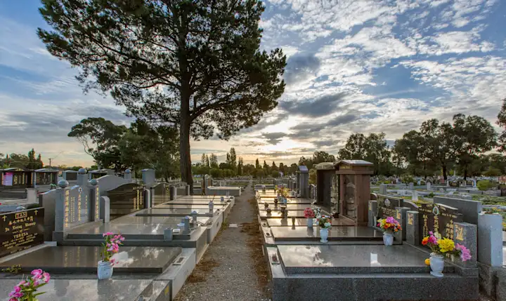 Monumental graves in the 'Chinese A' area at Fawkner Memorial Park