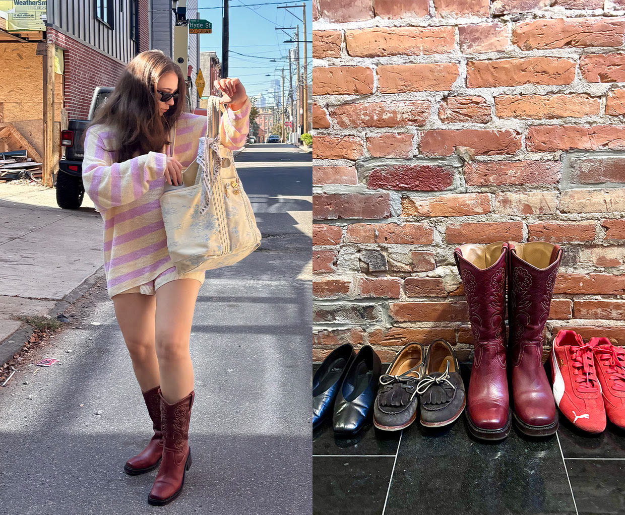 Girl wearing different shoes