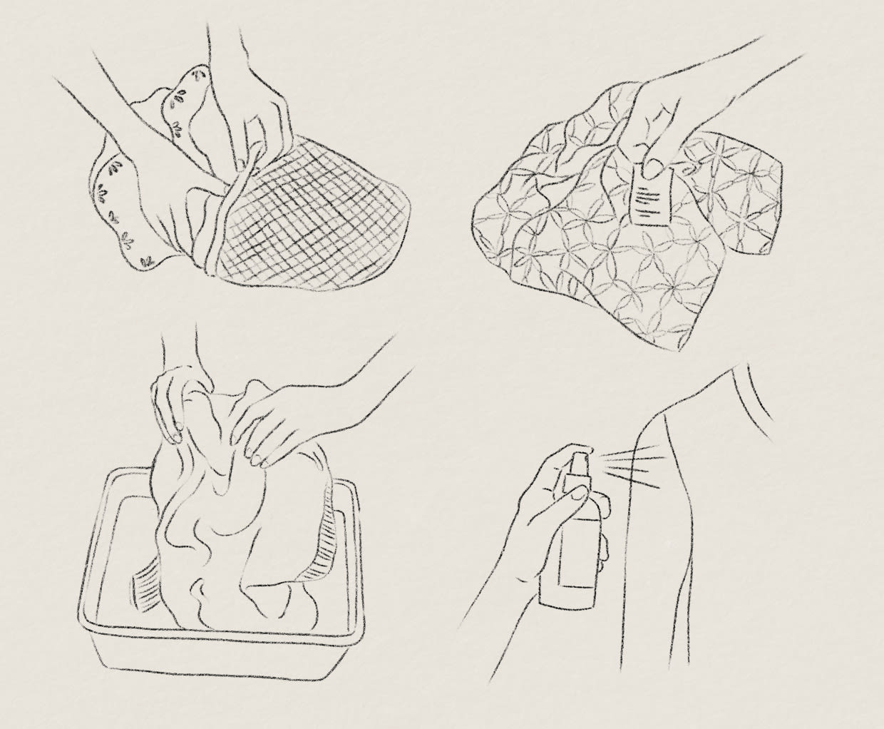 Drawings of different fabric types