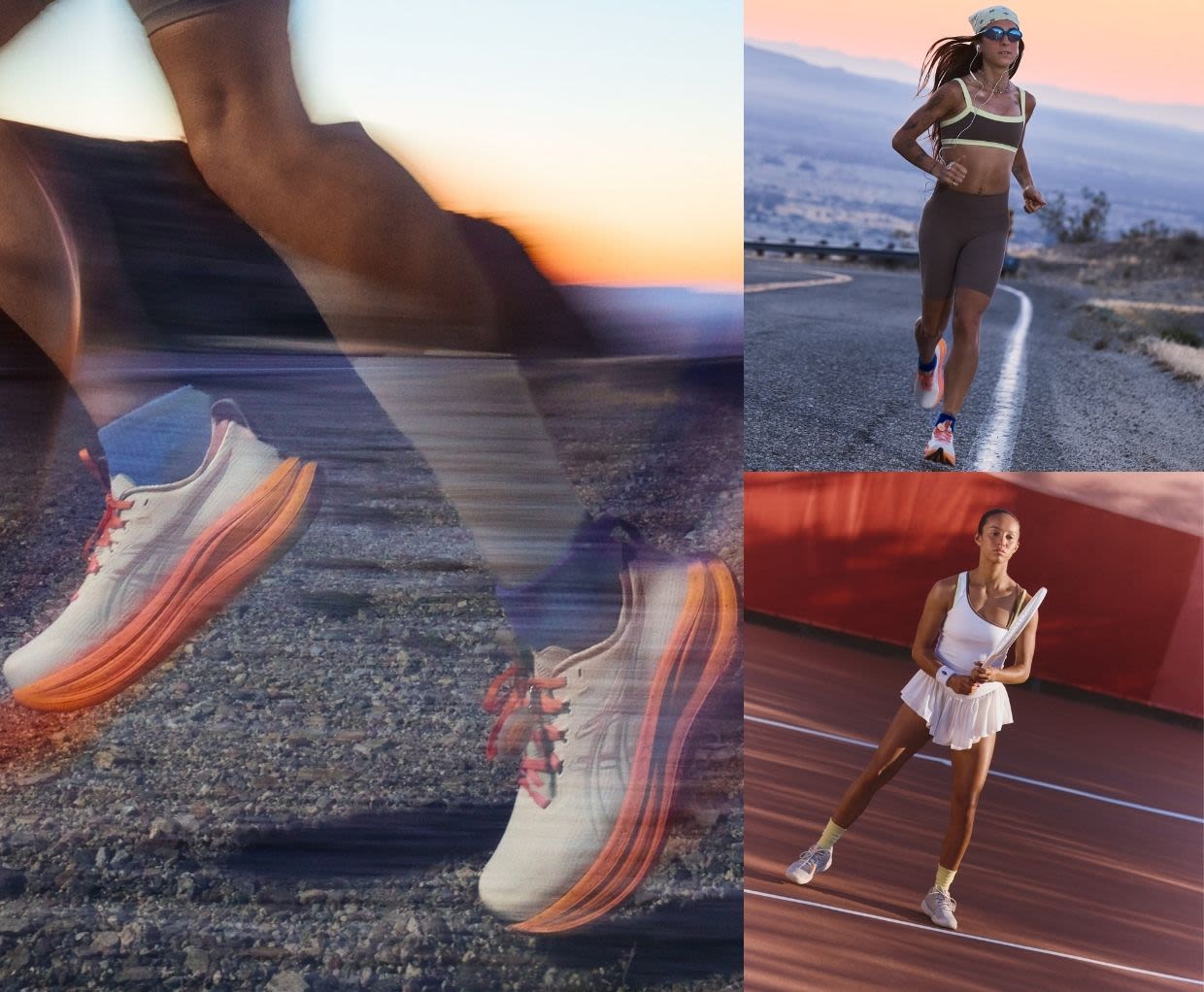 Girls wearing FP x Asics collab sneakers