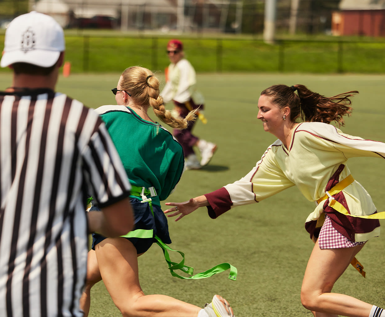 Girls playing flag football