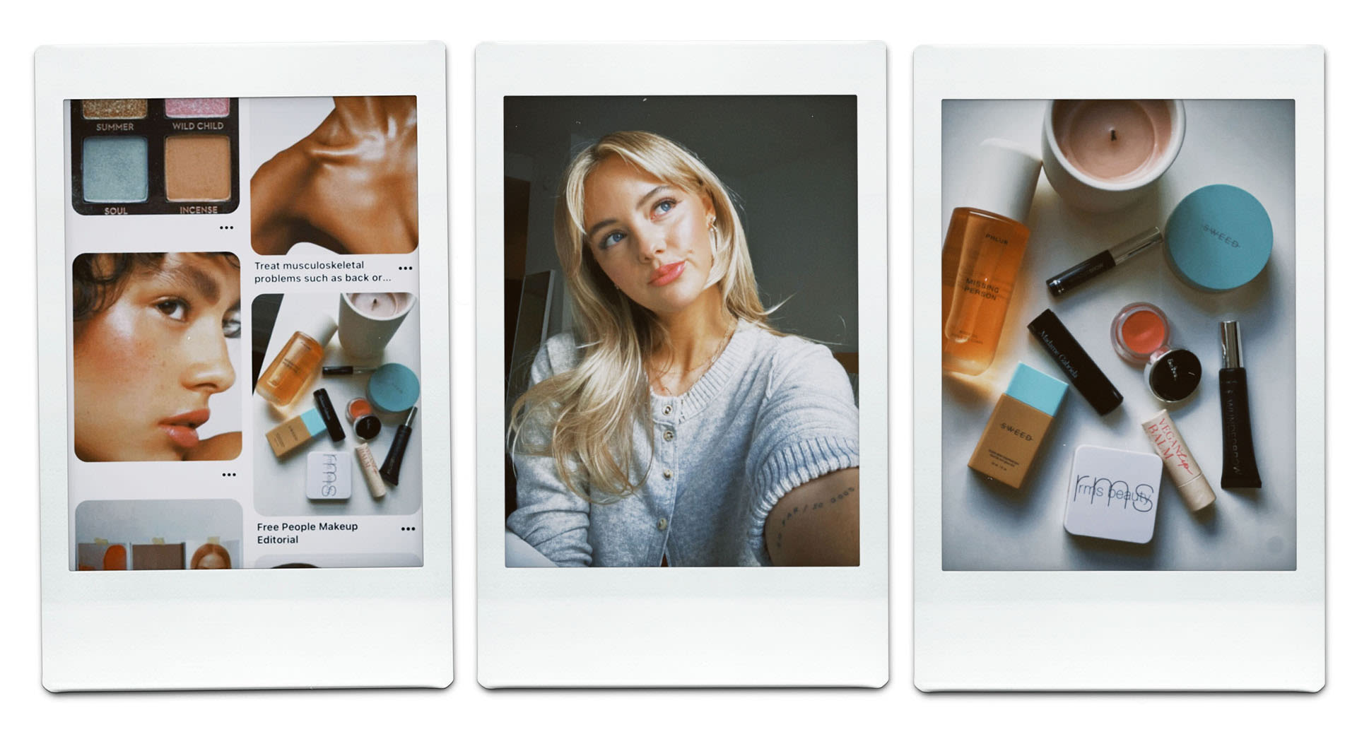 Make up selections and girl with makeup