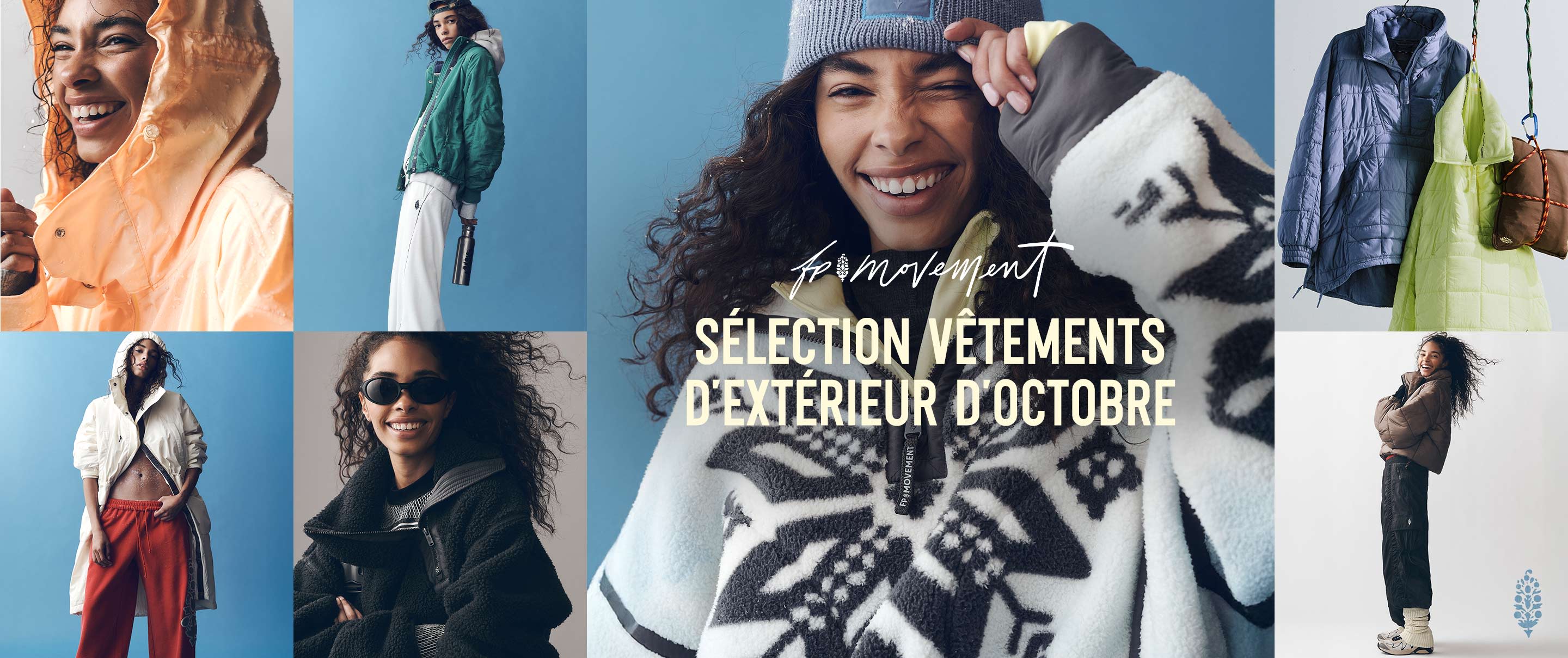 Collage of diverse models wearing fall outerwear including jackets, coats, and sweaters with text "The October Outerwear Edit"