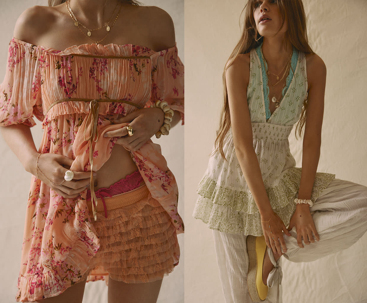 Girl wearing multiple intimates outfits