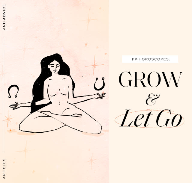 "Grow & Let Go" over an image of a person meditating