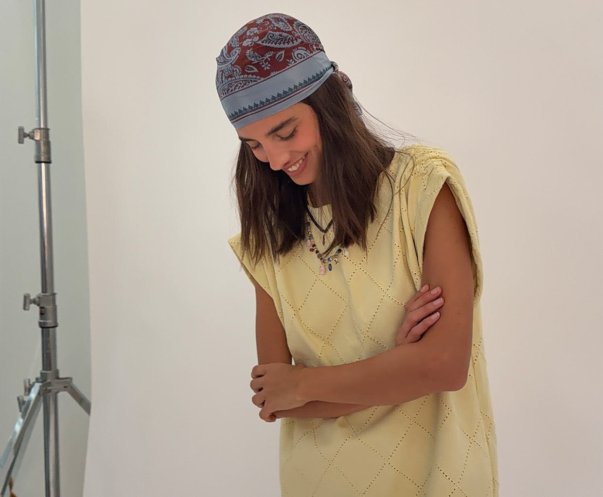 Girls wearing scarfs as headbands and tops