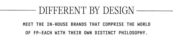 Meet Our Brands heading with decorative horizontal lines on either side and subtitle about in-house wardrobe brands
