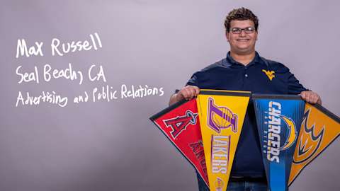 Max Russell, an Advertising and Public Relations major from Seal Beach, California.