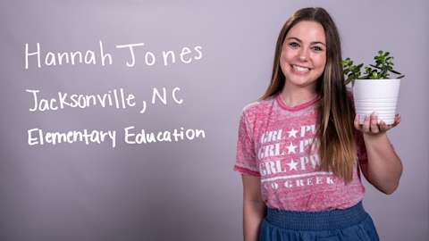 Hannah Jones, an Elementary Education major from Jacksonville, North Carolina.
