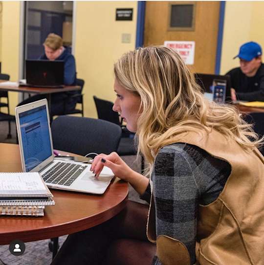 Student using a computer.