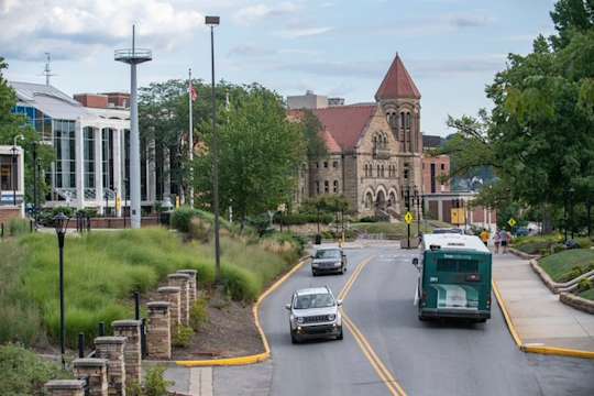 Mountain Line bus travels on University Avenue