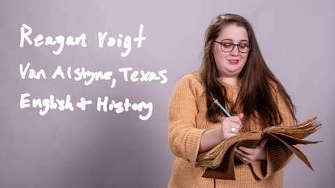 Reagan Voigt, an English and History major from Van Alstyne, Texas.