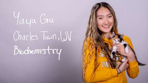 Yaya Gu, a Biochemistry major from Charles Town, West Virginia.