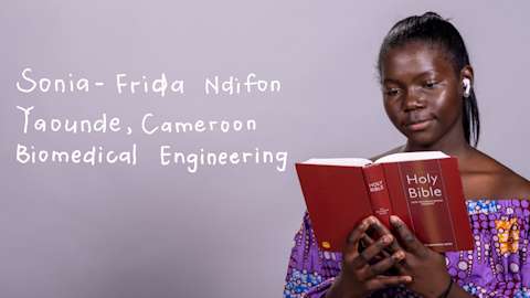 Sonia-Frida Ndifon, a Biomedical Engineering major from Yaounde, Cameroon.