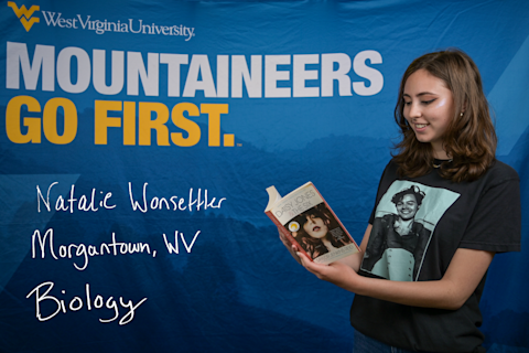Natalie Wonsettler, a Biology major from Morgantown, WV, reads "Daisy Jones & The Six" by Taylor Jenkins Reid.