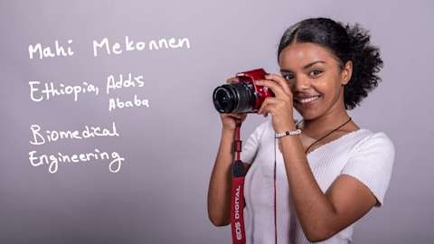 Mahi Mekonnen, a Biomedical Engineering major from Addis Ababa, Ethiopia.