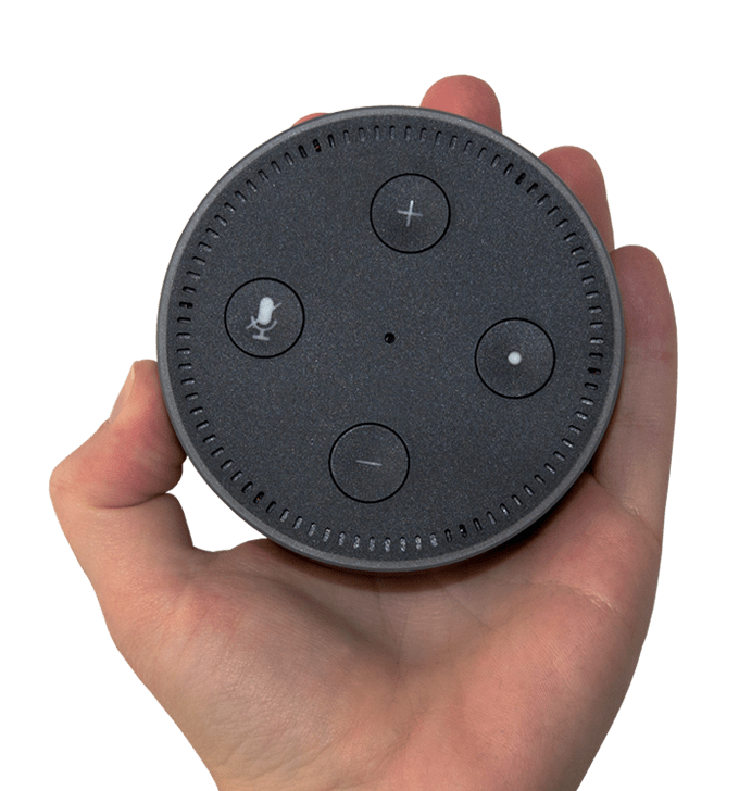Hand Holding Amazon Alexa Dot Hand Holding Amazon Alexa Dot