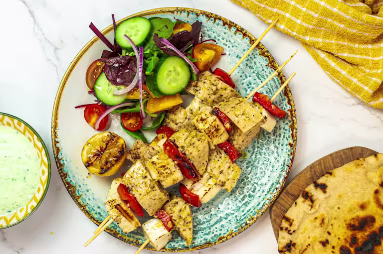 Quorn and Halloumi Skewers