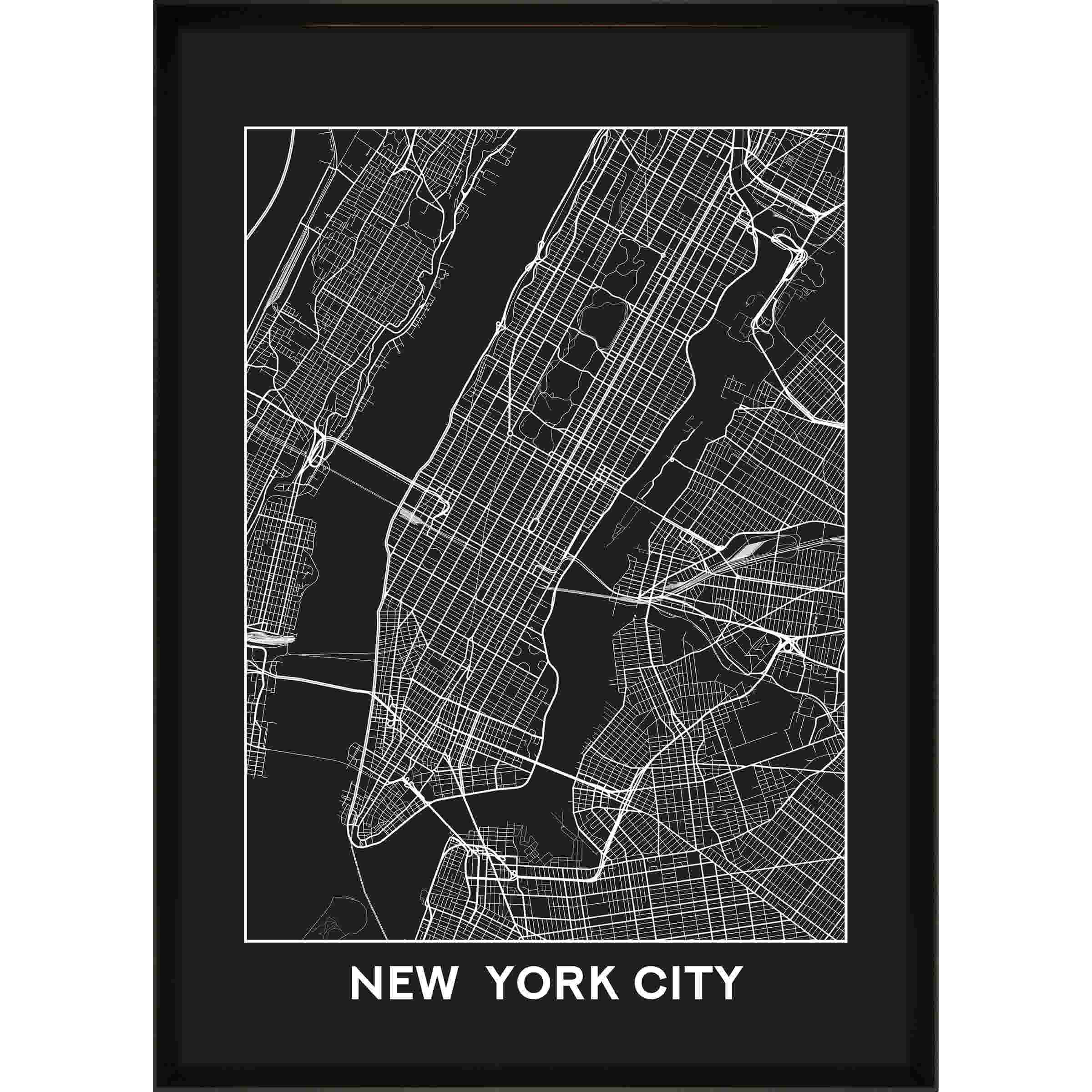 Print in lijst new york city map 50x70