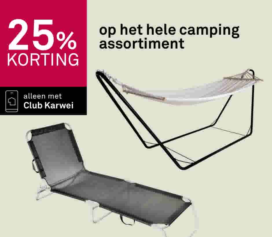 25% korting op het hele camping assortiment